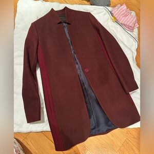 Maje Bordeaux Wool/Cashmere Coat